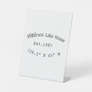 Signe De Table Lake house et. Date année coordonnées personnalisé