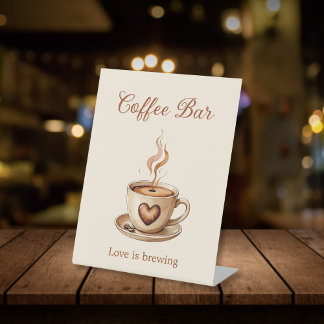Signe De Table L'amour brasse le café-bar en forme de coeur