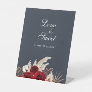 Signe De Table L'amour est doux Bourgogne Rose Pampas Grass