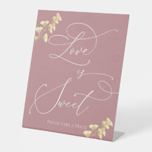 Signe De Table L'amour est doux Dusty Rose et minimaliste or