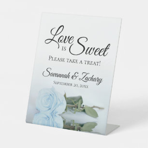 Signe De Table L'amour est doux Prenez un gâteau Dusty Blue Rose