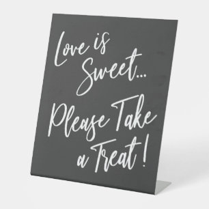 Signe De Table L'amour est doux, prenez une friandise ! Gris fonc