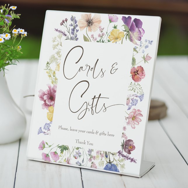 Signe De Table L'amour est en fleur boho fleur sauvage tableau ca (Love is blooming boho wildflower summer garden bridal shower gifts table pedestal sign)