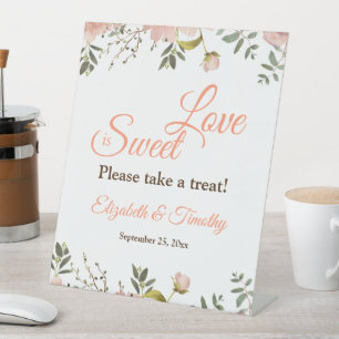 Signe De Table L'amour est le Mariage Floral de la Pêche de Corai