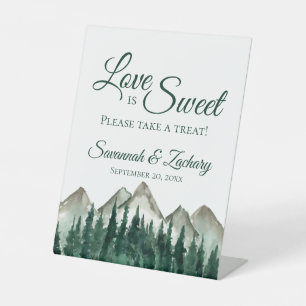 Signe De Table L'amour est sucré Prenez un soin Montagnes & Pins