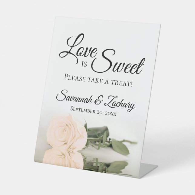 Signe De Table L'amour est sucré Prenez une traite Dusty Pale Pea (Recto)
