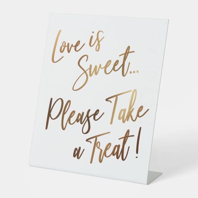 Signe De Table L'amour est sucré S'il vous plaît prenez un soin!  (Recto)