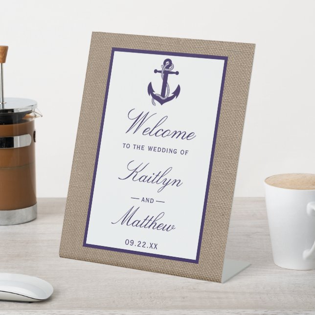 Signe De Table L'Ancre De La Marine Sur La Collection De Mariages (In SItu)