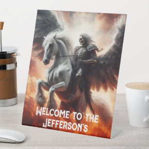 Signe De Table L'ange de la mort chevauche un cheval pâle Hallowe