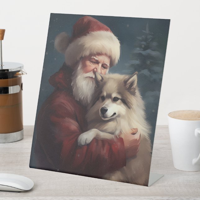 Signe De Table Lapphund finlandais Noël festif du Père Noël (In SItu)