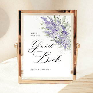 Signe De Table Lavender Sage Green Floral Guest Book Wedding