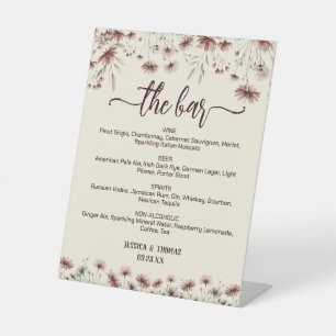 Signe De Table Le Bar Boho Chic Fleur sauvage Menu Mariage Boisso