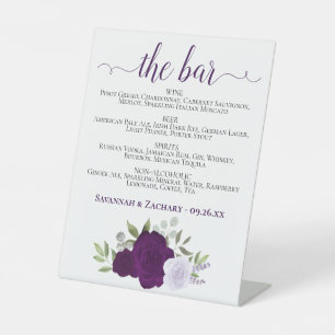 Signe De Table Le Bar - Boho violet Roses Boissons Menu Mariage