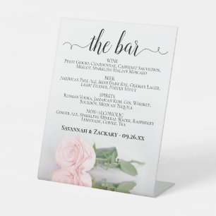 Signe De Table Le Bar - Élégant Rose Boissons Menu Mariage
