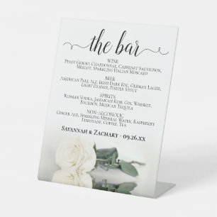 Signe De Table Le Bar - Élégante Rose Blanche Boissons Menu Maria