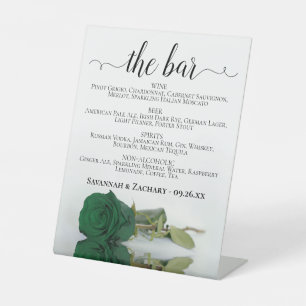 Signe De Table Le Bar - Emerald Green Rose Boissons Menu Mariage