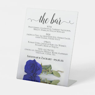 Signe De Table Le Bar - Royal Blue Rose Boissons Menu Mariage