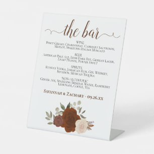 Signe De Table Le Bar - Rust Orange Rose Boissons Menu Mariage