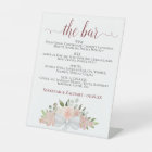 Le Bar - Rustique Rose Floral Boissons Menu Mariag