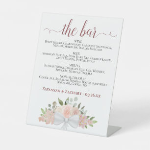 Signe De Table Le Bar - Rustique Rose Floral Boissons Menu Mariag