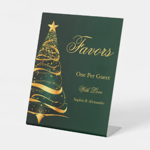 Signe De Table Le chic et élégant arbre de Noël d'or favorise le 
