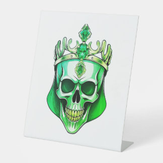 Signe De Table Le crâne roi vert avec une couronne juive
