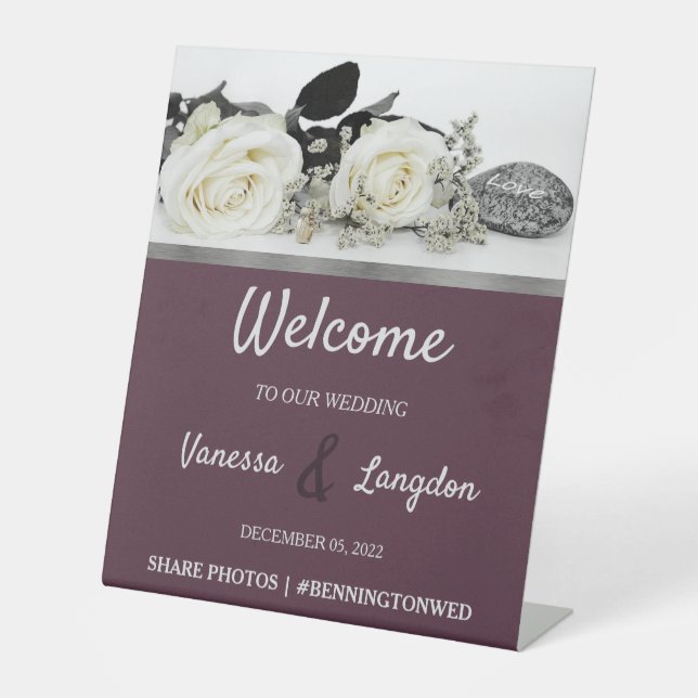 Signe De Table Le Mariage de Chic White Rose (Recto)