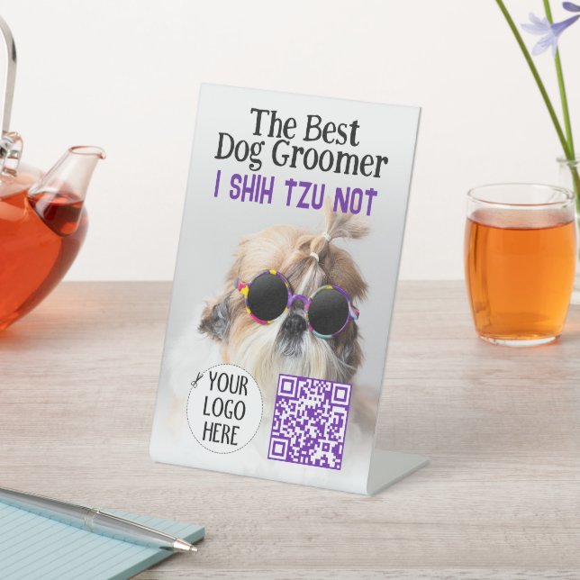 Signe De Table Le meilleur toiletteur Chih Tzu Pas Logo Code QR (In SItu)