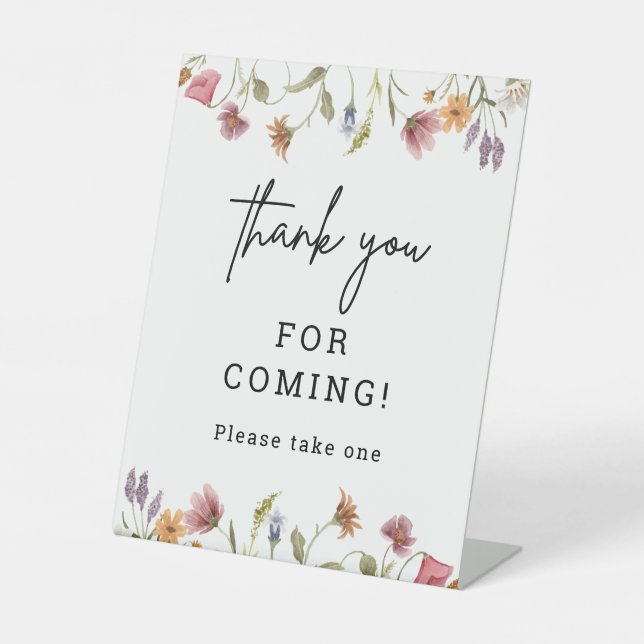 Signe De Table Le Merci du Baby shower Fleur sauvage de printemps (Recto)