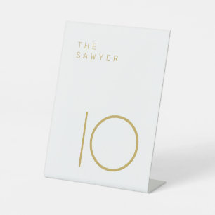 Signe De Table Le Sawyer 10 Gold et White Table Number