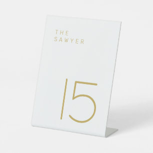 Signe De Table Le Sawyer 15 Gold et White Table Number