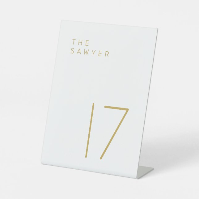Signe De Table Le Sawyer 17 Gold et White Table Numéro (Recto)