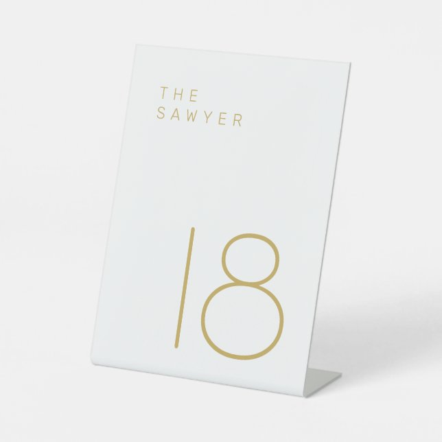 Signe De Table Le Sawyer 18 Gold et White Table Number (Recto)