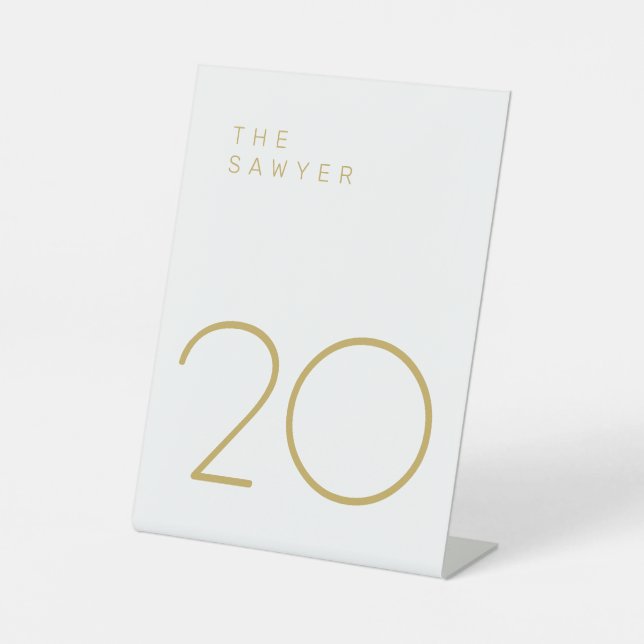 Signe De Table Le Sawyer 20 Gold et White Table Number (Recto)
