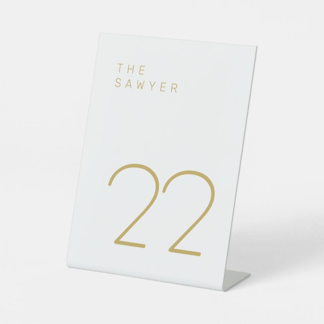Signe De Table Le Sawyer 22 Gold et White Table Numéro (Recto)