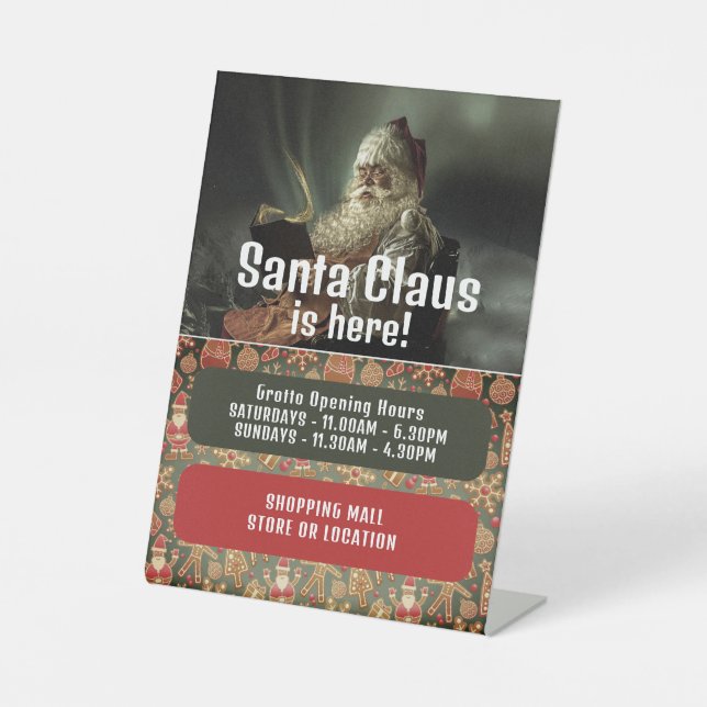 Signe De Table Lecture classique Père Noël, Santa Claus Heures d' (Recto)