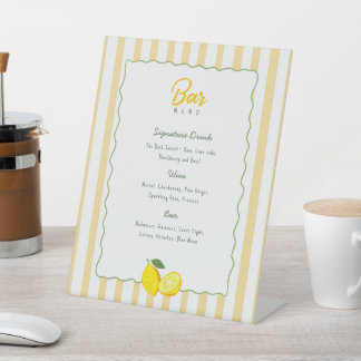 Signe De Table Lemon Graduation Bar Menu Yellow Pedestal Sign
