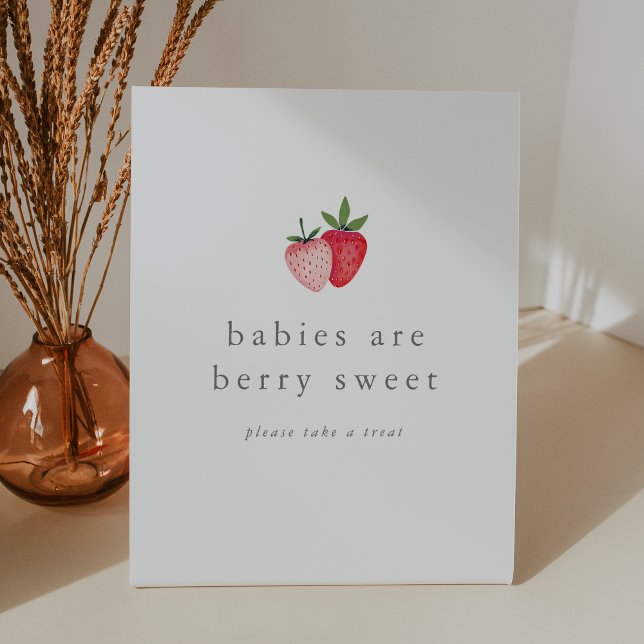 Signe De Table Les bébés fraises HEIDI sont des Baby showers doux (HEIDI Strawberry Girl Babies are Sweet Baby Shower Pedestal Sign)