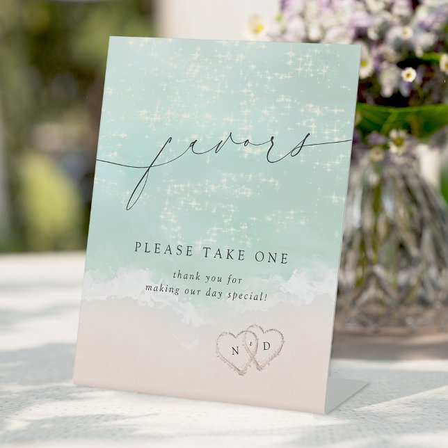 Signe De Table Les faveurs de mariage de plage moderne s'il vous  (Modern beach wedding favors please take one sign)