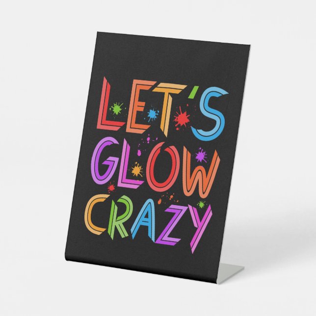 Signe De Table Lets Llow Crazy Party Retro Neon 80s Rave Color (Recto)