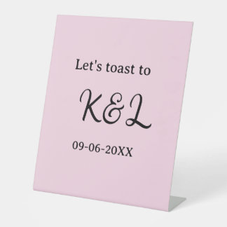 Signe De Table Let's toast to wedding engagement name letter pink