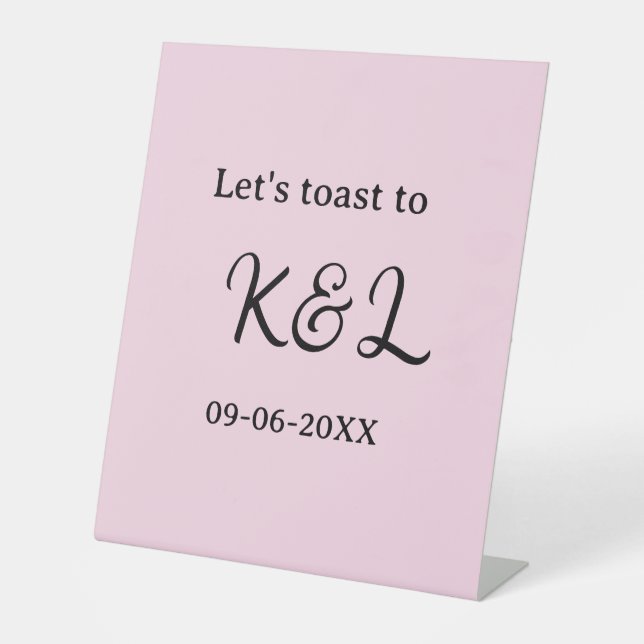 Signe De Table Let's toast to wedding engagement name letter pink (Recto)