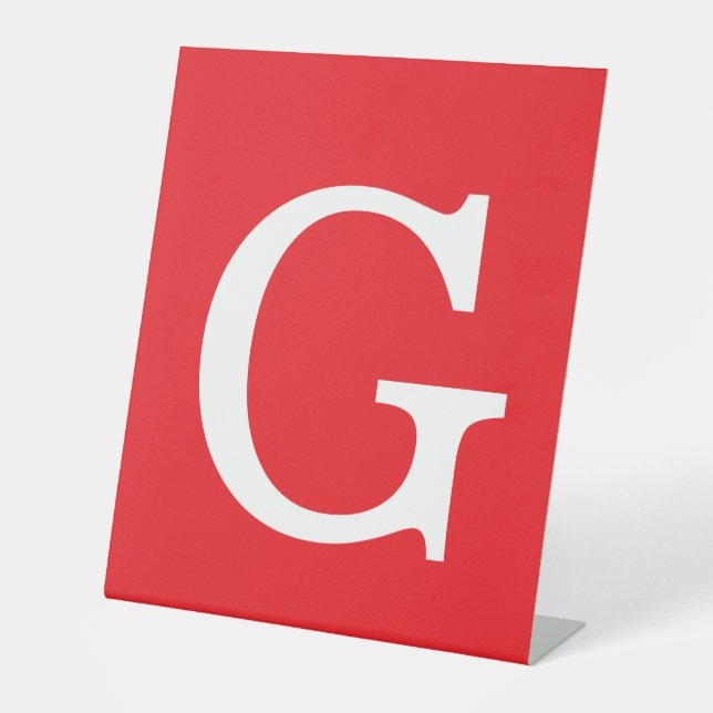 Signe De Table Lettre Initiale Monogramme Rouge Blanc Simple (Recto)