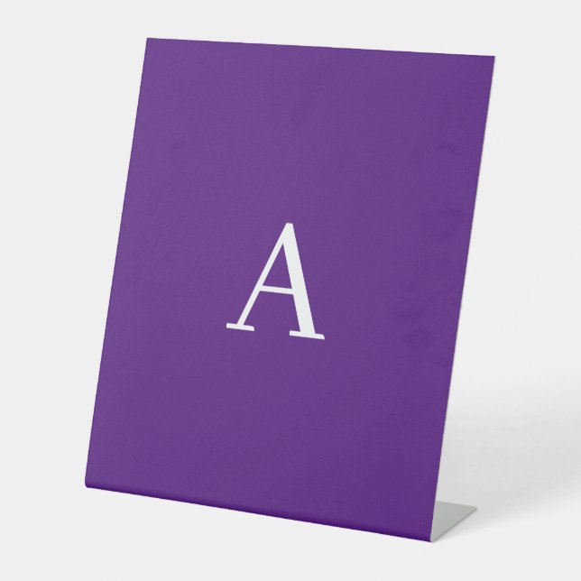 Signe De Table Lettre initiale Monogramme Style moderne violet (Recto)