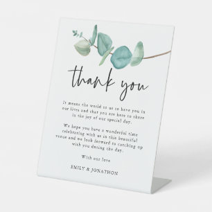 Signe De Table LETTRE Merci Eucalyptus Bleu aux invités Mariages