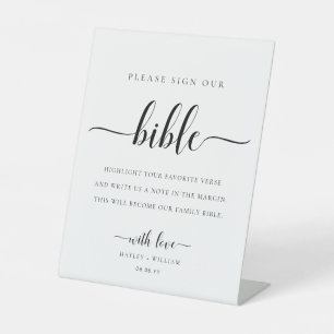 Signe De Table Leyton Signer Notre Bible Mariage Livre d'or