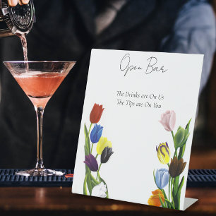 Signe De Table LGBTQ plus Tulips Fleurs Open Bar