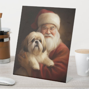 Signe De Table Lhasa Apso Avec Noël Festif Du Père Noël