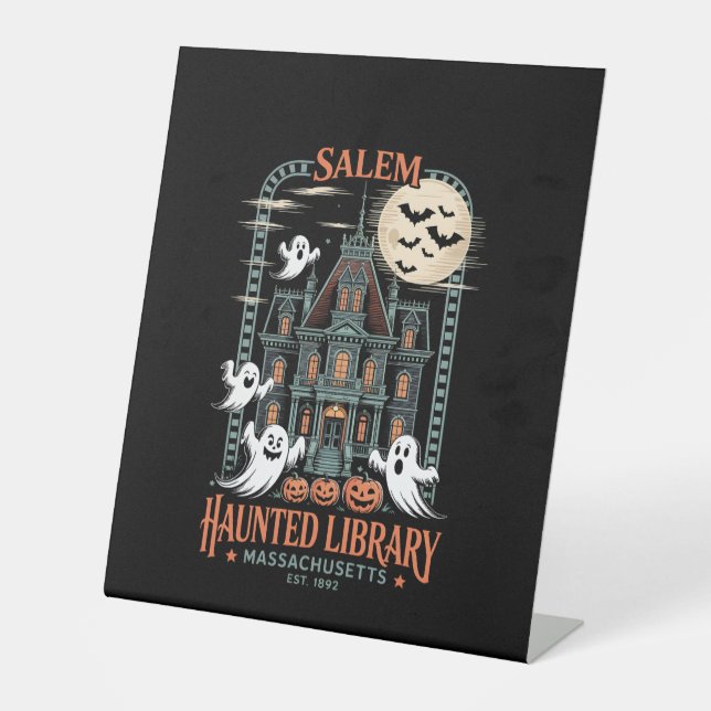 Signe De Table Librairie Halloween Chemise Haunted Library (Recto)