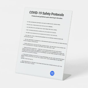 Signe De Table Lignes directrices du protocole de sécurité COVID1